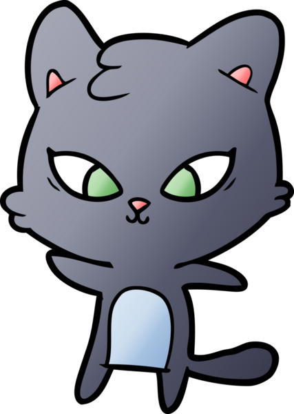 Bir insan tarafından çizilmiş sevimli çizgi film kedisi.
