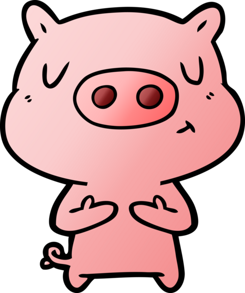 Bir insan tarafından çizilmiş çizgi film içerikli domuz.