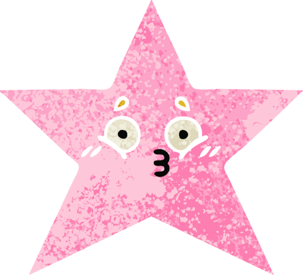 Bir insan tarafından çizilmiş yıldız balığının retro çizim tarzı karikatürü