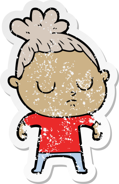 Bir insan tarafından çizilmiş sakin bir karikatür çıkartması.