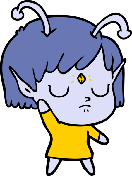 Bir insan tarafından çizilmiş uzaylı kız.