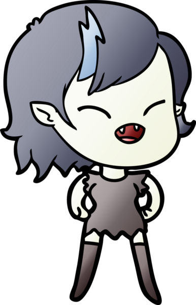 Bir insan tarafından çizilmiş gülen vampir kız çizgi filmi.