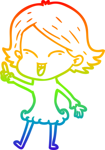 gökkuşağı gradyan çizimi mutlu bir çizgi film kızı bir insan tarafından çizildi