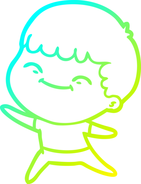 Bir çizgi film karakteri çizen soğuk çizgi bir insan tarafından çizilmiş mutlu çocuk.