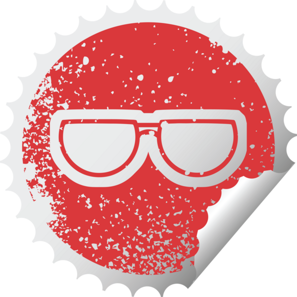 Bir insan tarafından çizilen gözlük, grafiksel sıkıntılı etiket illüstrasyon simgesi