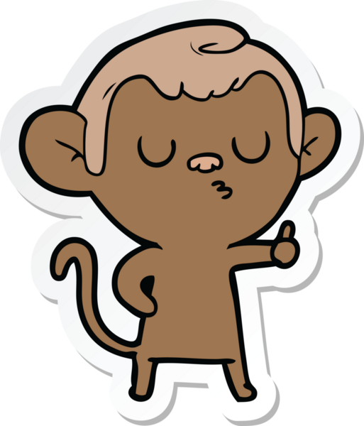 Bir insan tarafından çizilmiş sakin bir maymunun çıkartması