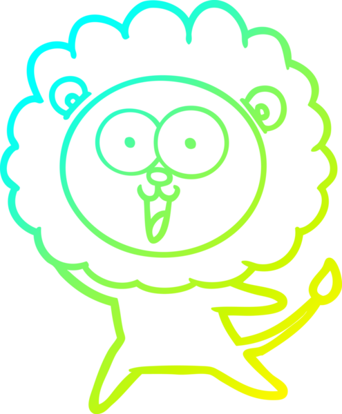 Bir insan tarafından çizilmiş mutlu çizgi film aslanı çizimi.