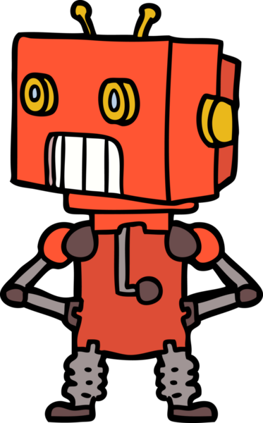 Bir insan tarafından çizilmiş çizgi film robotu