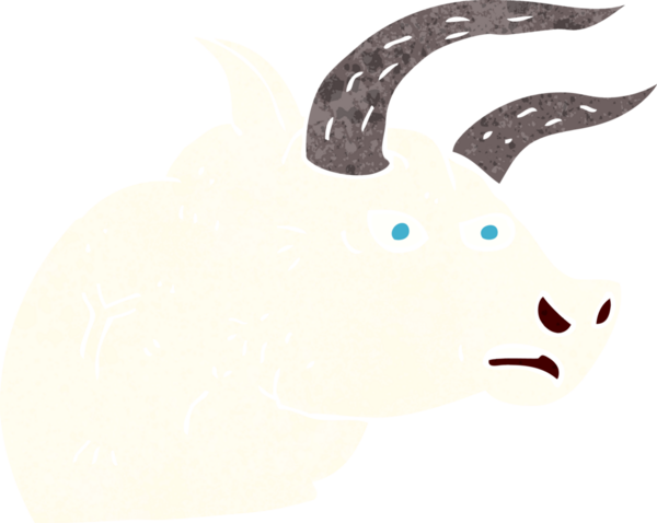 Bir insan tarafından çizilmiş kızgın bir boğa kafası.