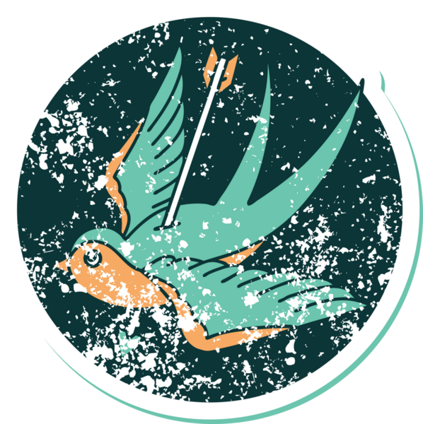 Bir insan tarafından çizilmiş bir kırlangıcın sembolik dövmesi.