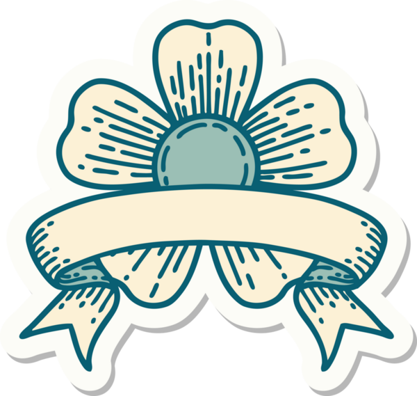 Bir insan tarafından çizilmiş çiçek pankartıyla dövme stili