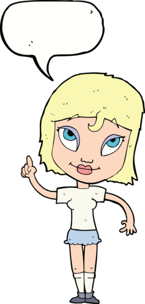 Bir insan tarafından çizilmiş konuşma baloncuğu fikri olan bir karikatür kadın.