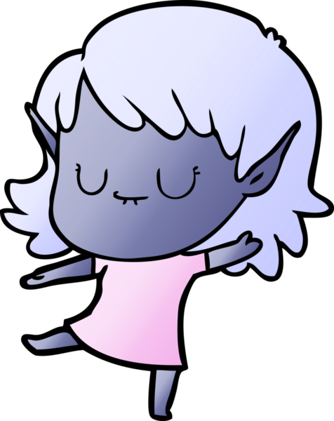 Bir insan tarafından çizilmiş mutlu elf kızı.