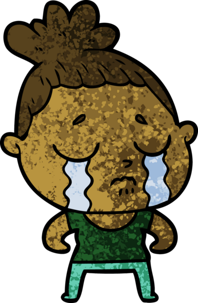 Bir insan tarafından çizilmiş ağlayan sert kadın çizgi filmi.