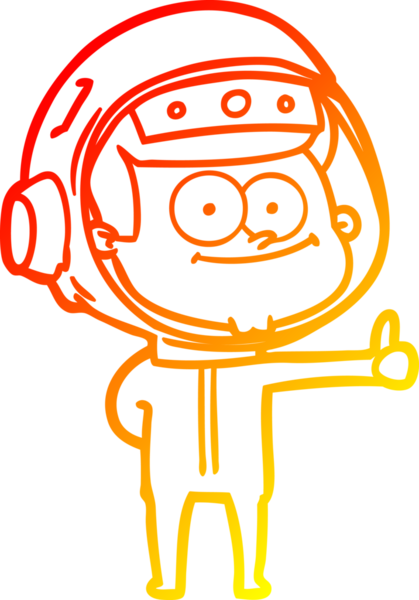 Bir insan tarafından çizilmiş mutlu bir astronot çizgi filminin sıcak gradyan çizimi