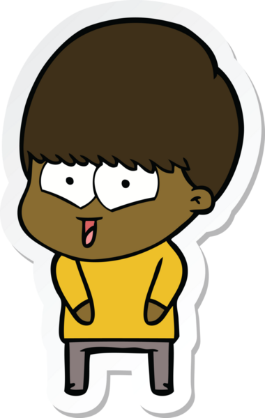 Bir insan tarafından çizilmiş mutlu bir çocuğun çıkartması.