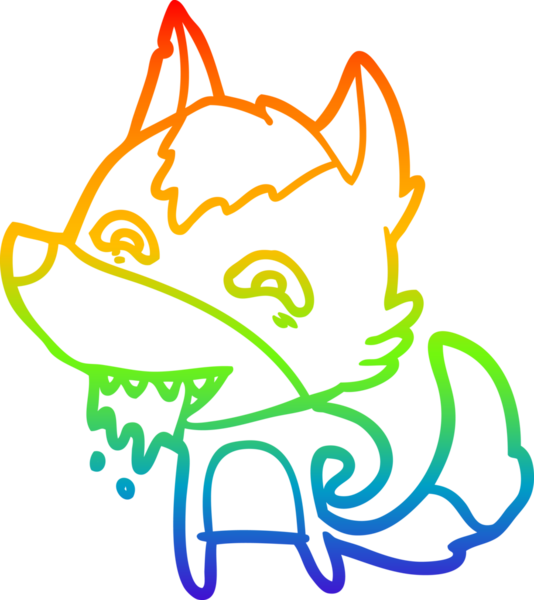 Gökkuşağı gradyan çizgisi insan tarafından çizilmiş aç bir kurt çizgi.