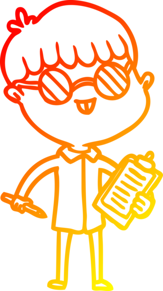 Bir insan tarafından çizilmiş gözlük takan çizgi film çocuğu çizimi.