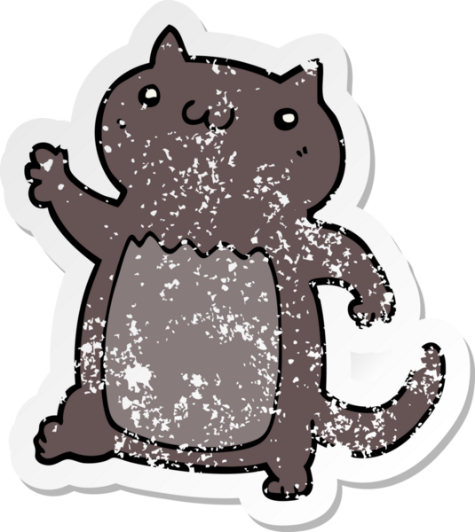 Bir insan tarafından çizilmiş karikatür bir kedinin sıkıntılı çıkartması.