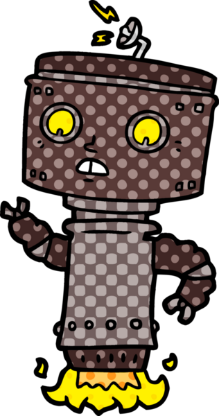 Bir insan tarafından çizilmiş robot çizgi film.