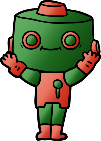 Bir insan tarafından çizilmiş çizgi film robotu