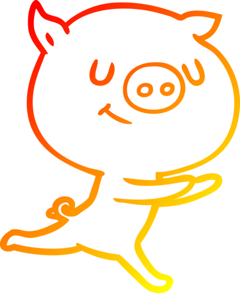 Bir insan tarafından çizilmiş mutlu çizgi film domuzu çizimi.