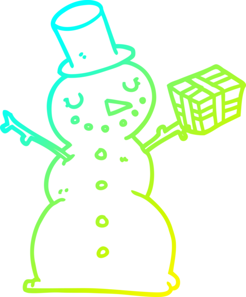 Bir insan tarafından çizilmiş bir kardan adamın soğuk çizgi çizimi