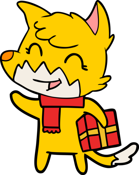 Bir insan tarafından çizilmiş tilki çizgi film karakteri.