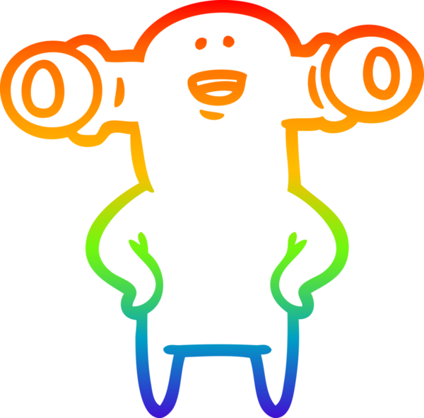 Gökkuşağı gradyan çizgisi, bir insan tarafından çizilmiş dost bir uzaylı çizgi filmi.