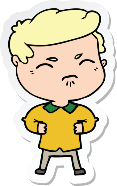 Bir insan tarafından çizilmiş bir karikatür çıkartması.