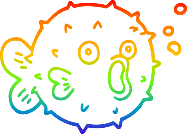 gökkuşağı gradyan çizgi çizimi bir insan tarafından çizilmiş üfleme balığı