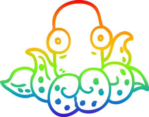 gökkuşağı gradyan çizgi çizimi bir insan tarafından çizilmiş komik ahtapot