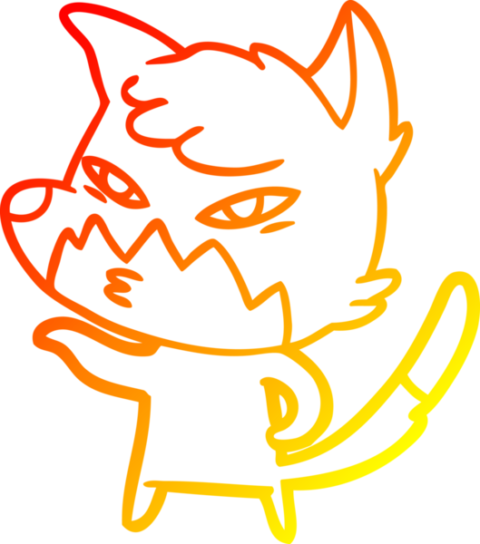 Bir insan tarafından çizilmiş akıllı bir tilkinin sıcak çizgi çizimi