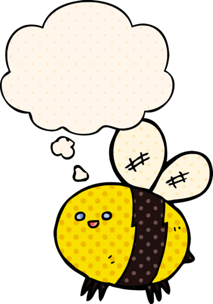 Bir insan tarafından çizilmiş çizgi roman şeklinde düşünce baloncuğu olan çizgi film arısı.