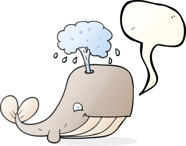 Serbest konuşma balonu karikatür balinası bir insan tarafından çizilmiş su püskürten