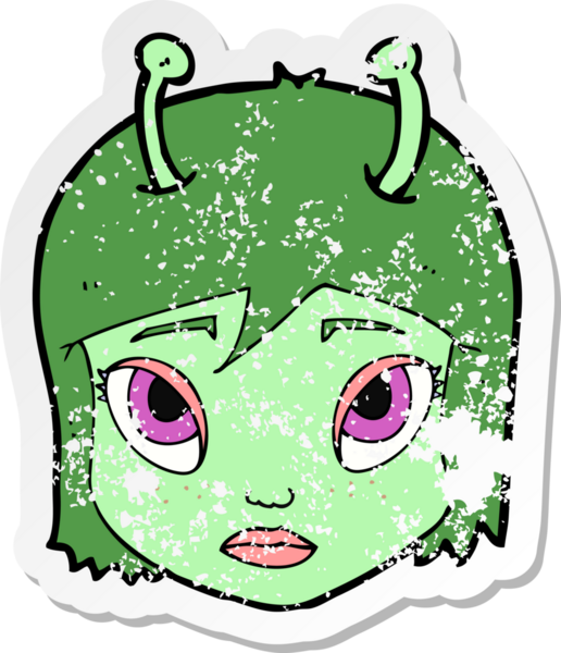 Bir insan tarafından çizilmiş uzaylı çizgi filminin gerilimli yapıştırması.