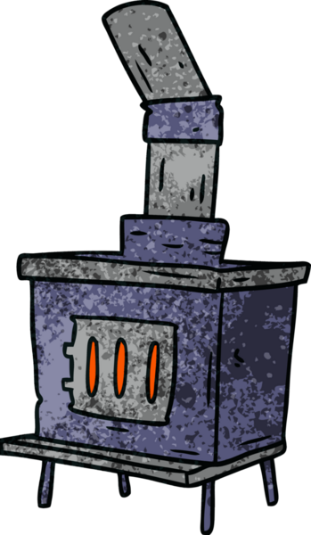 Bir insan tarafından çizilmiş ev fırınının el çizimi karikatürü.