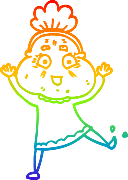 Bir insan tarafından çizilmiş dans eden yaşlı bir kadının çizimi.