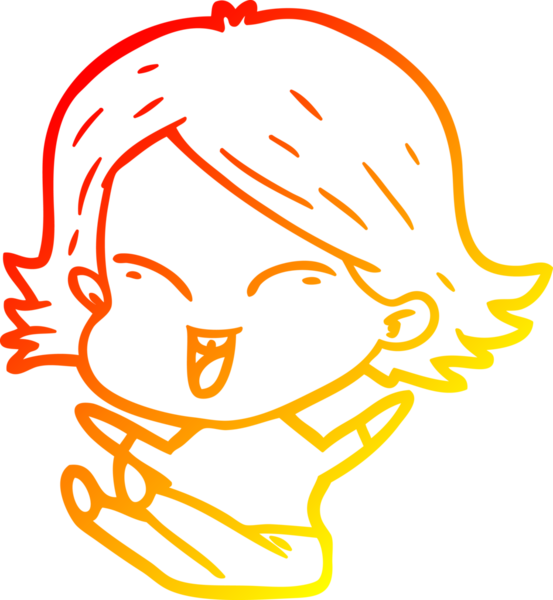 Bir insan tarafından çizilmiş mutlu bir çizgi film kızı çizimi