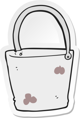 Bir insan tarafından çizilmiş karikatür kovası çıkartması.