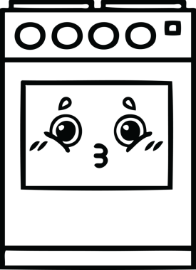 Bir insan tarafından çizilmiş bir mutfak fırınının çizgi çizimi