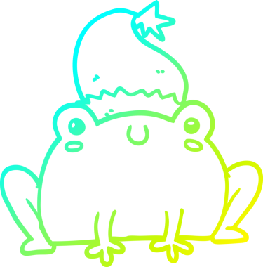 Soğuk gradyan çizgisi bir insan tarafından çizilmiş şirin bir noel kurbağasının çizimi.