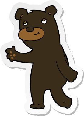 Bir insan tarafından çizilmiş şirin bir kara ayının çıkartması.