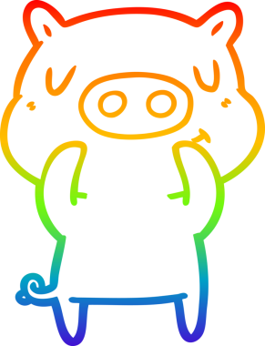 gökkuşağı gradyan çizgi çizimi bir insan tarafından çizilmiş içerikli domuz