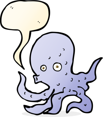 bir insan tarafından çizilmiş konuşma baloncuklu ahtapot.