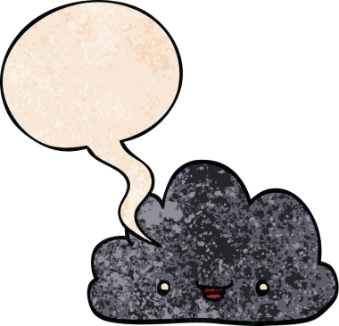 bir insan tarafından çizilmiş, küçük, mutlu, konuşma baloncuklu bir çizgi film.