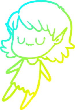 Bir insan tarafından çizilmiş mutlu bir elf kızı çizimi.