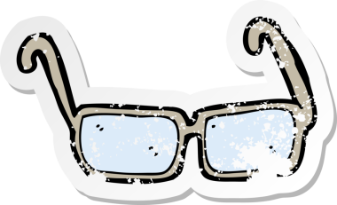 Bir insan tarafından çizilmiş karikatür gözlüğünün gerilimli yapıştırması.