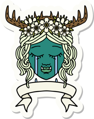 Bir insan tarafından çizilmiş ağlayan bir Ork Druid karakterinin çıkartması.