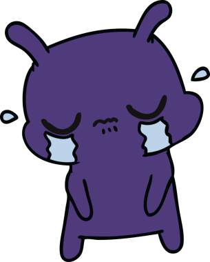 Bir insan tarafından çizilmiş sevimli üzgün uzaylı karikatürü.